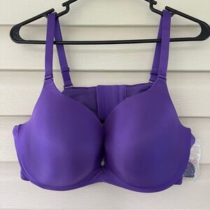 Cacique Plunge Satin Cleavage Solution Purple Push Up Bra Size 44B NWT